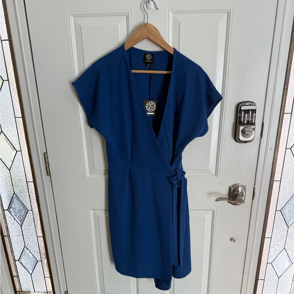 Bobeau Wrap Sheath Dress Blue Tie Closure NWT Medium